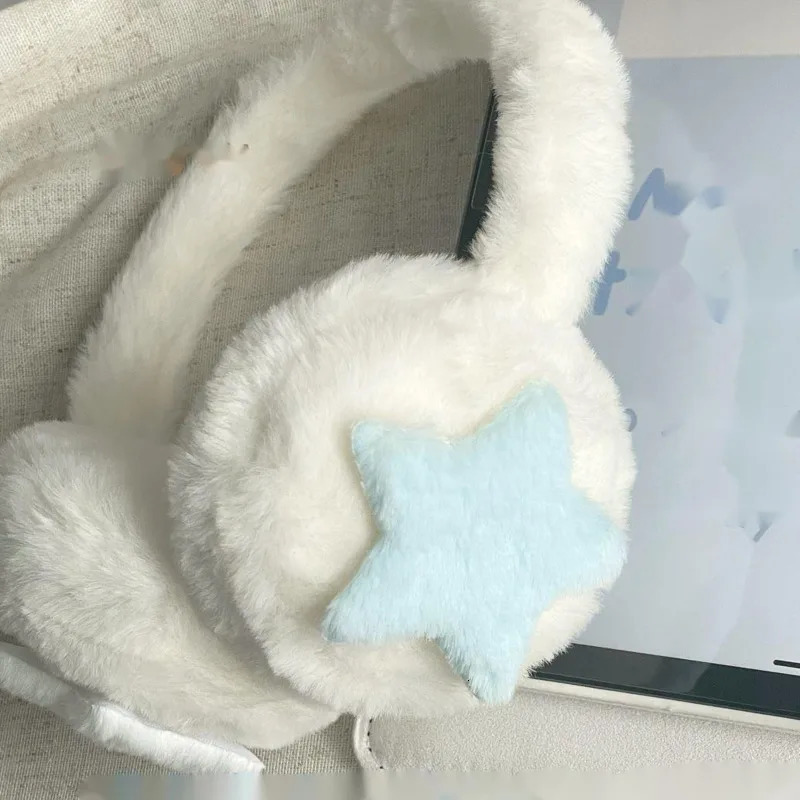 Y2k Star Winter Earphones Plush Cute Warm Eartips Suitable for Womens Birthday Christmas Gifts Eartips JK Clothing Accessories 241107