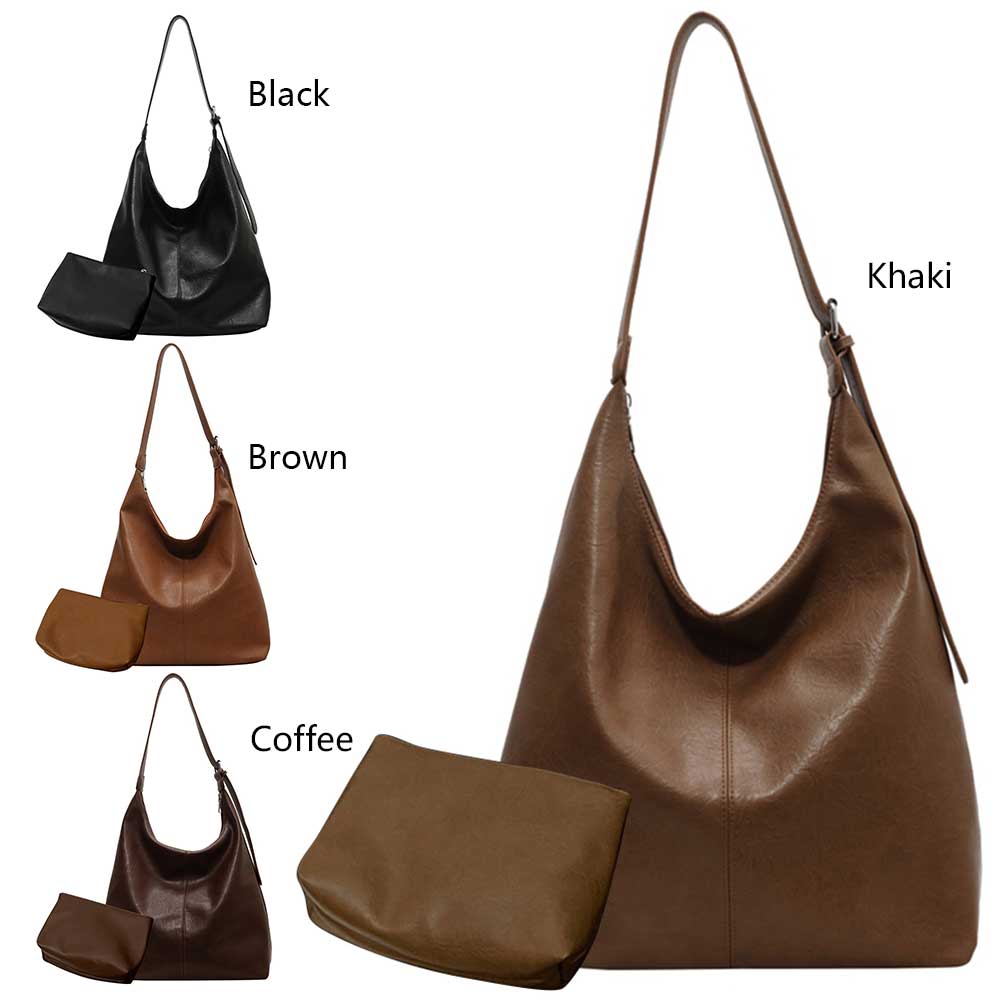 2 Pcs Women Casual Handbag PU Crossbody Bag Stylish Trendy Bag with Adjustable Shoulder Strap All-Match Bag for Daily Office Use