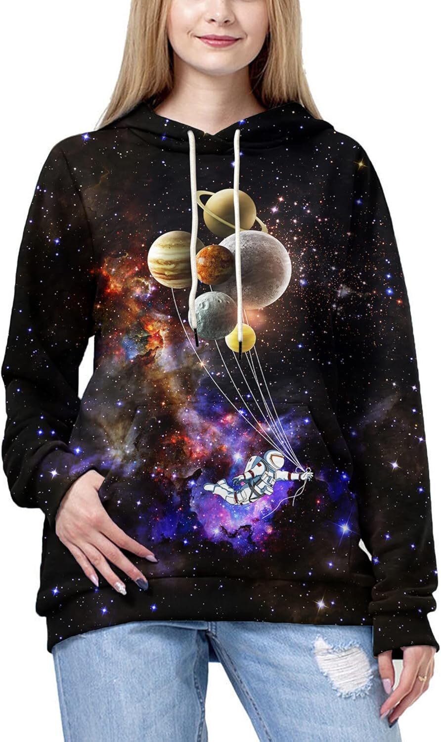 Hoodie for Mens Womens Unisex 3D Printed Hooded Sweatshirt Casual Pullover Hoodie with Big Pockets Graphic Cute little planet