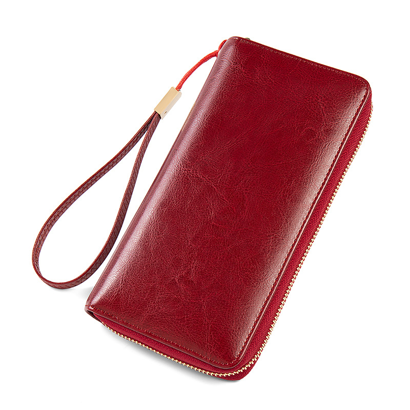Women‘s Genuine Leather Wallets Female Clutch Zipper Coin Purse Card Holder Certificate Fashion Ladies Wristband Phone Hand Bag