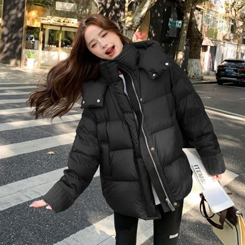 Retro American Brown Hoodie Park Womens Winter Street Dress Stand up Collar Bread Jacket Womens Zipper Up and Down Cotton Coat Womens 241107