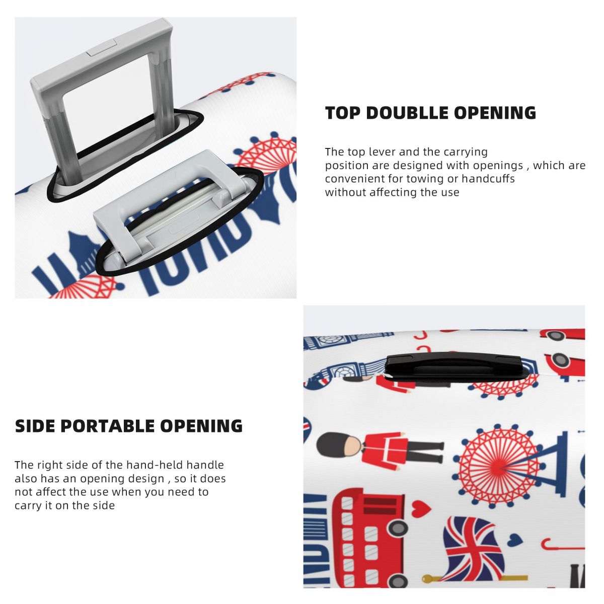 British Style Illustration Suitcase Cover Big Ben Love London Cruise Trip Vacation Useful Luggage Case Protector