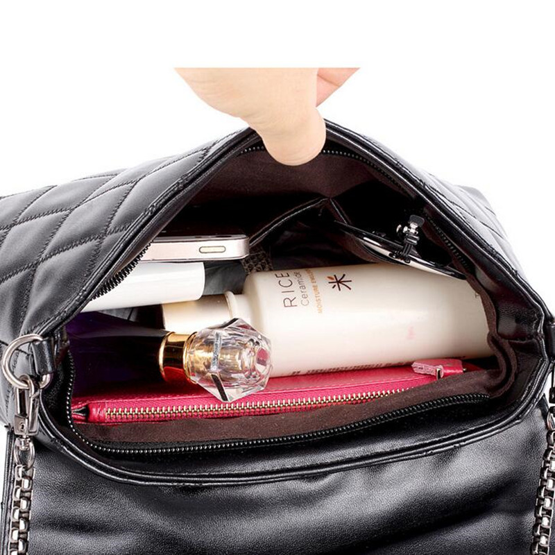 BARHEE European Vintage Quilted Women Handbag Faux Sheep Leather Multi function Messenger Bags Chains Belt Tassels Decorate
