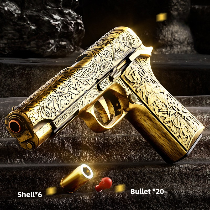 1911 Colt Soft Bullets Toy Gun Fancy Archaistic Relievo Pistol Shell Ejection Pistol Foam Dart Automatic Blowback Continuous Firing Movie Prop Collect