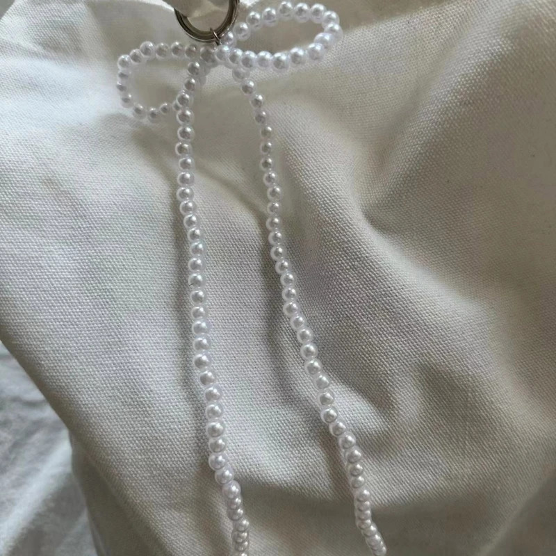 Pearl Bow Knot Keychain Pendant Handmade Phone Charm Keyring Fashion Longbow Decoration Backpack Phone and Bag 241107