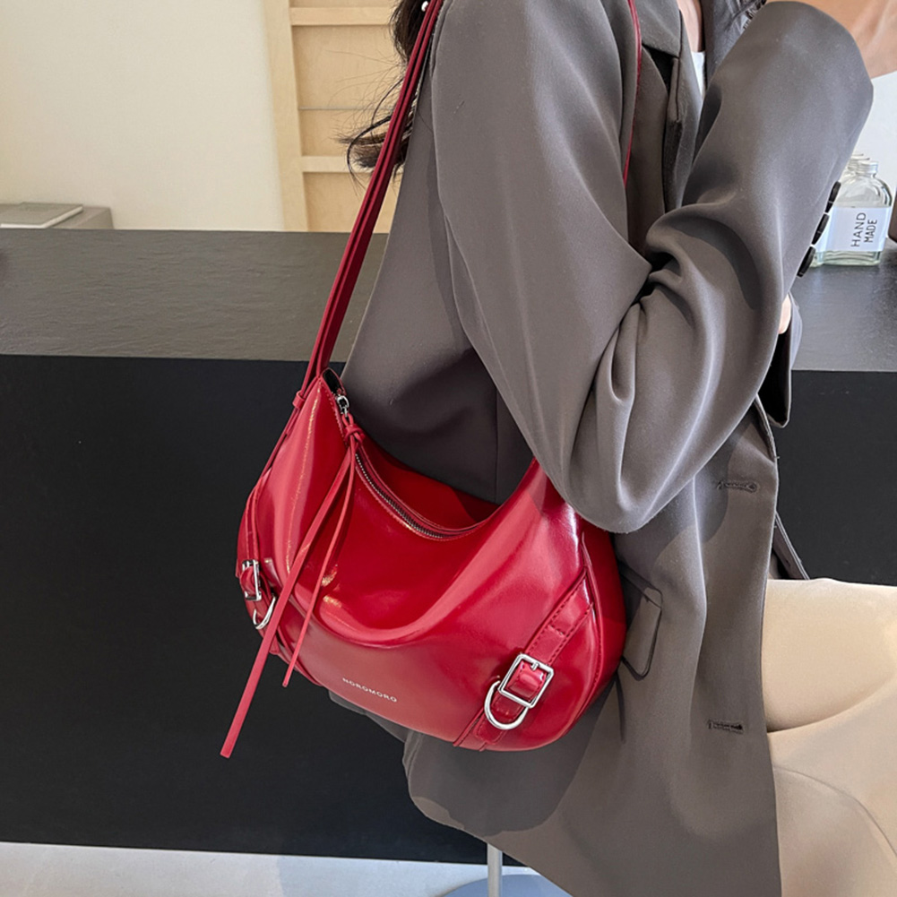 Women PU Stylish Crossbody Bag Adjustable Strap Fashion Shoulder Bag Simple Satchel Purse Zip Closure for Party Vacation