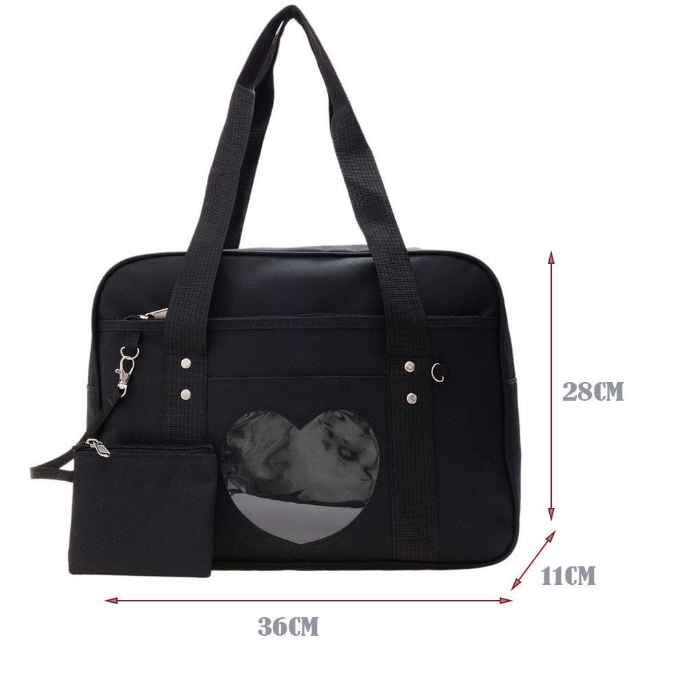 Japanese Love Heart JK School Uniform Bags Women's Student PU Handbag Cosplay Anime Shoulder Bag Large Capacity Handbags Totes