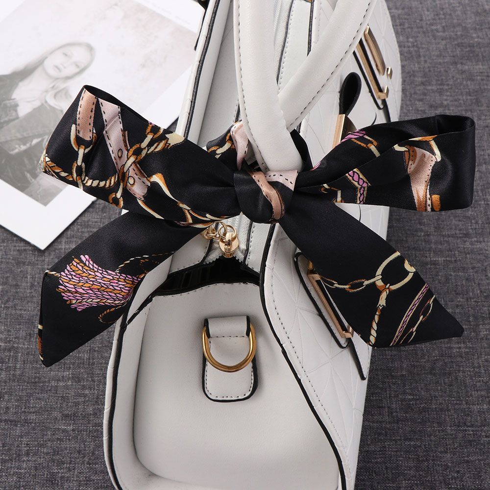 40Color Small Silk Scarf Women Girls Fashion Handbag Handle Ribbon Neck Scarf Decor Ribbon Scarf Wrist/Waistband Decor Accessory