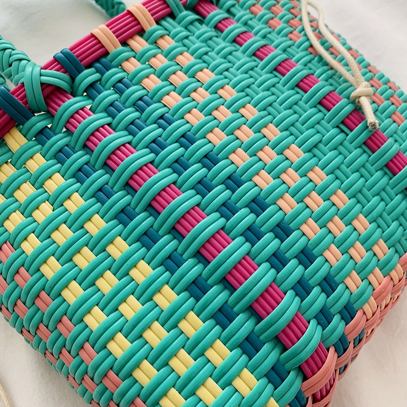 Handmade Women's Shoulder Bag Plastic Woven Small Handbag Rattan Straw Beach Bags Female Messenger Crossbody Bag Travel Tote Ha