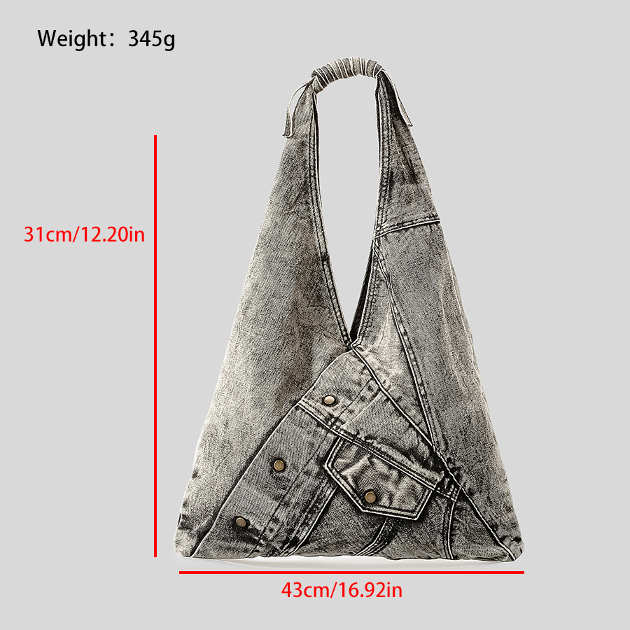 Vintage Rivet Denim Women Shoulder Bags Designer Jeans Lady Handbags Casual Simple Y2K Large Tote Shopper Purses 2024