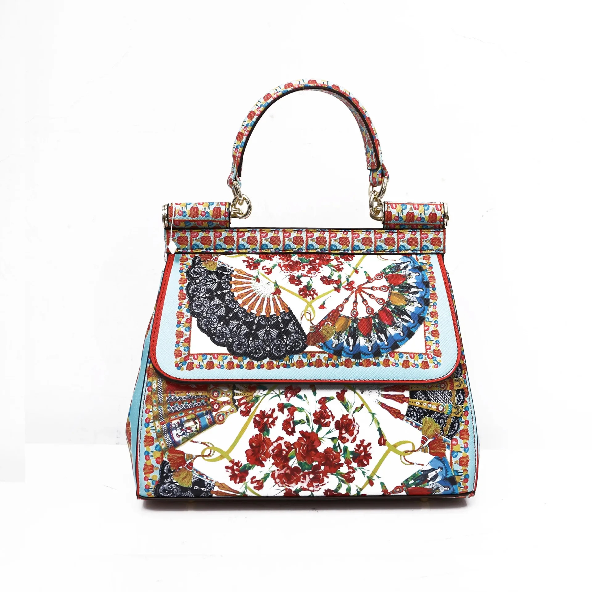 Italian Print Travel Ral Texture Leather Designer Shopping Brand Bag Women's Handbag