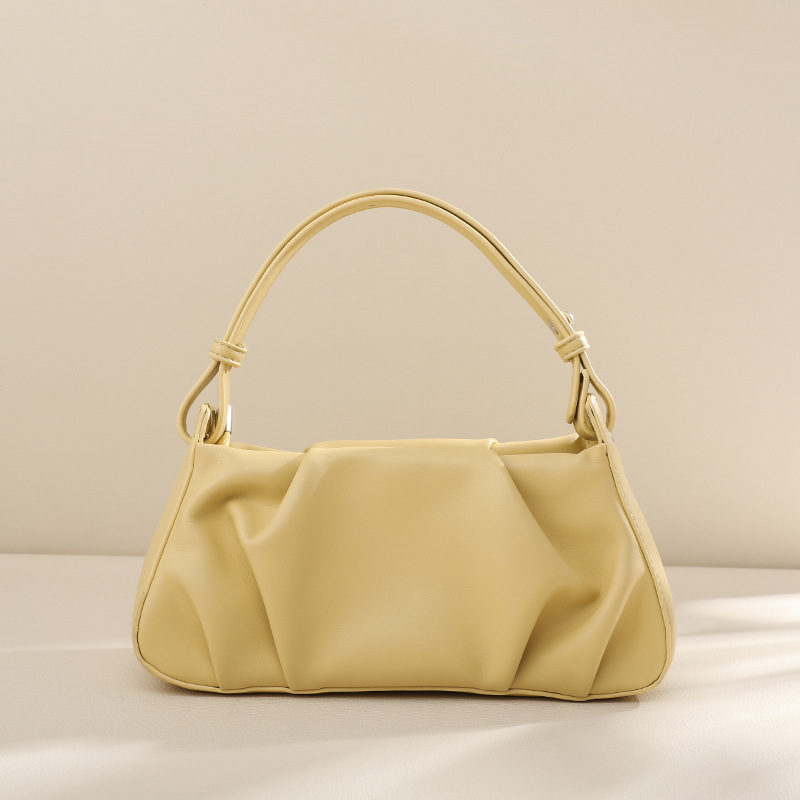 French Style Simple Handbags Fashion Solid Color PU Pleat Cloud Bags Lady Casual Versatile Shoulder Bag Sac Femme Bandouliere