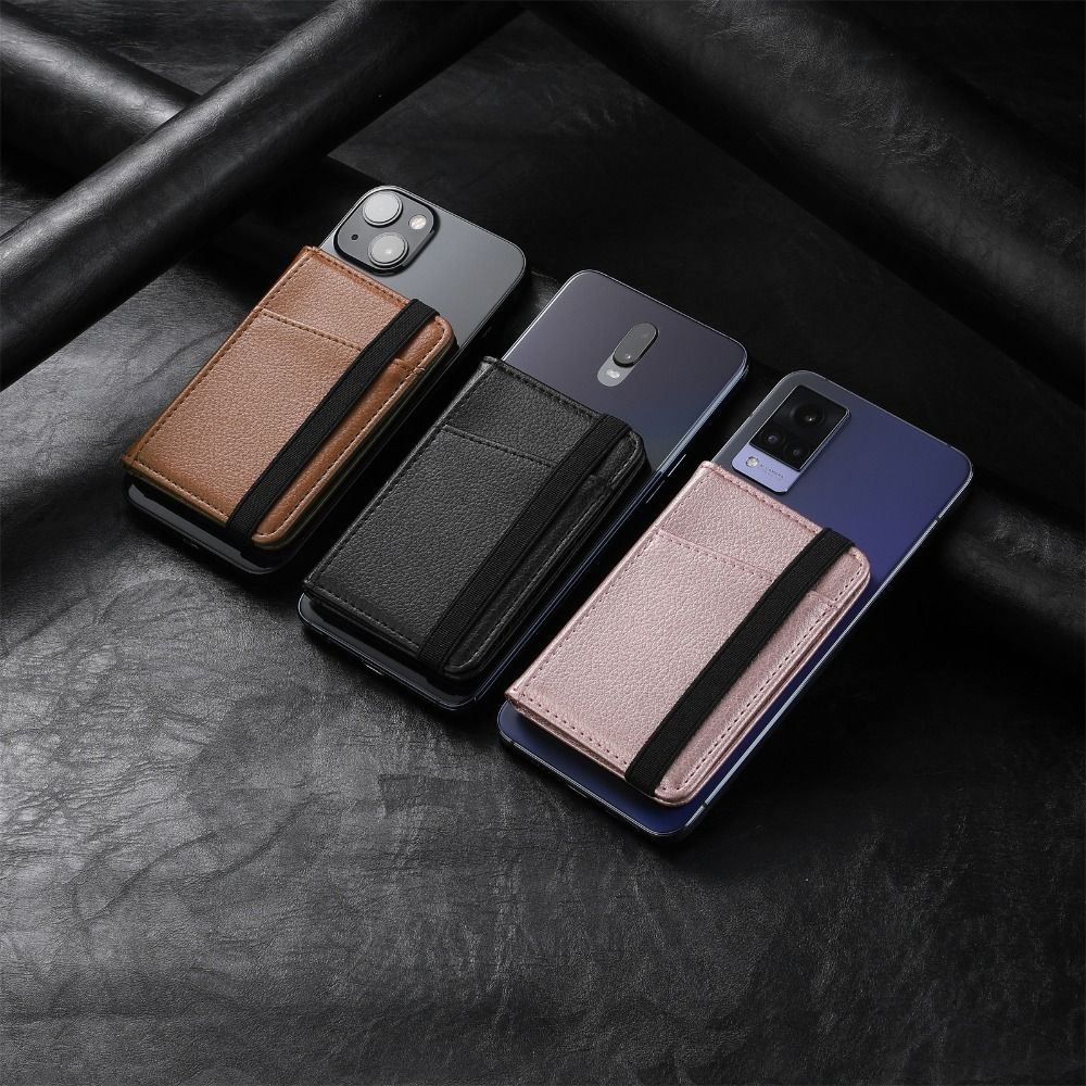 Universal Mobile Phone Card Bag High Quality Leather Adhesive Back Sticker Wallet Creative Multifunctional Card Clip