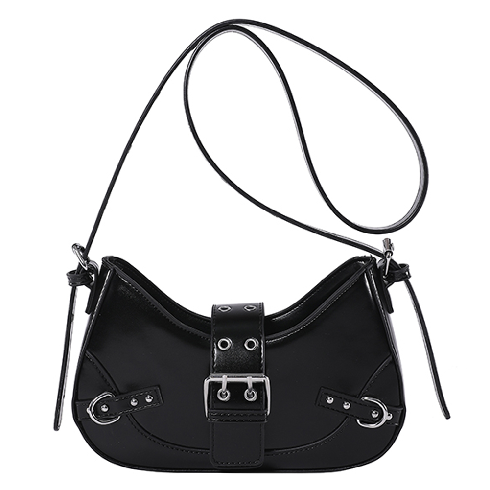 Women Cool Style Crescent Bag Adjustable Strap and Buckle Y2K Shoulder Bag Trendy Travel Bag Large Capacity for Party Vacation