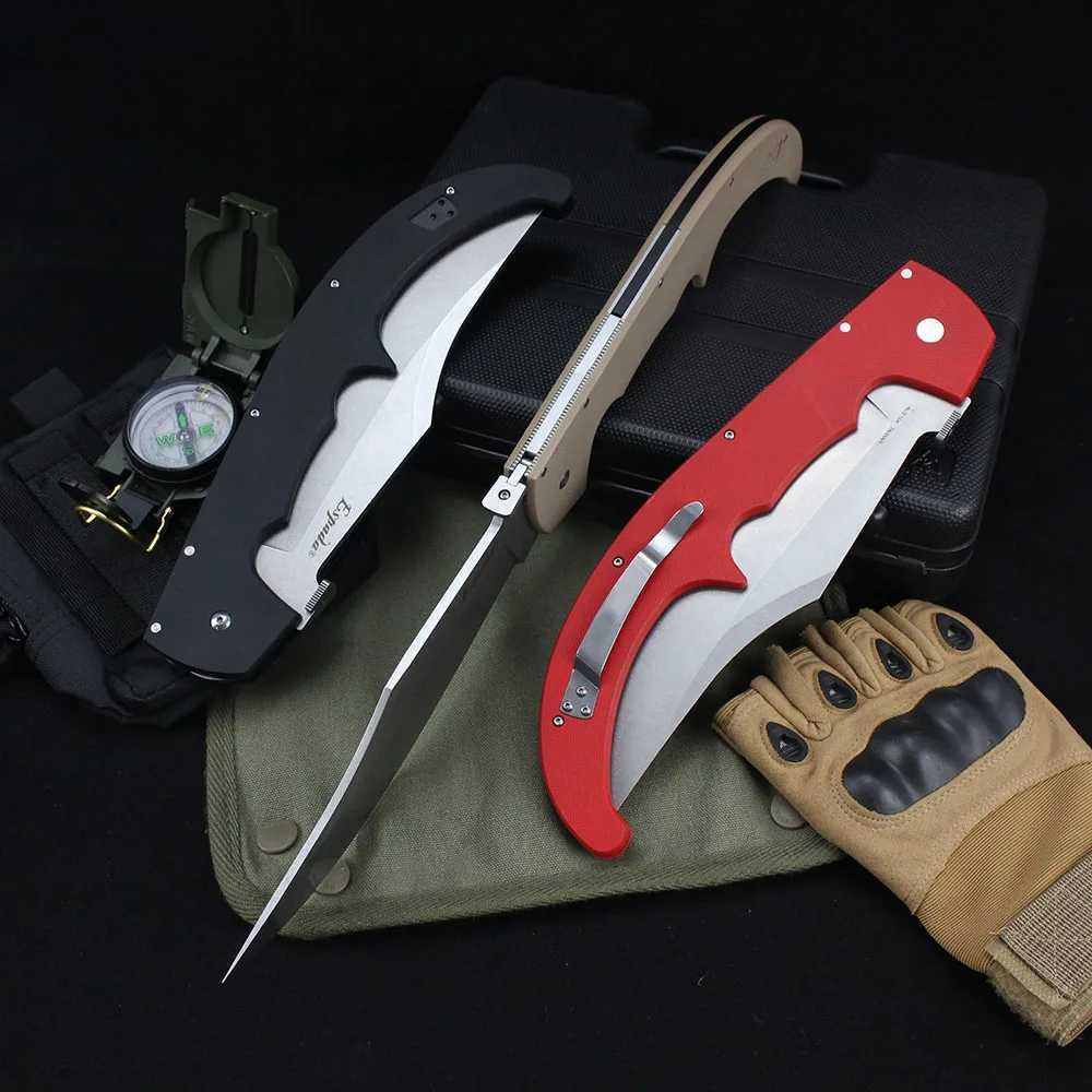 Cold professional hunting knife 8Cr13MoV steel blade 17.16 inches espada XL EDC military tactical outdoor large folding knife X241107
