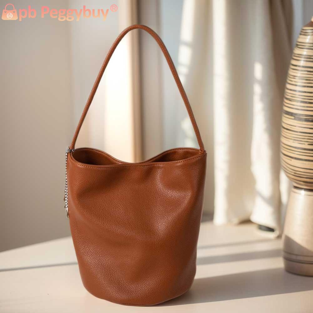 Women PU Bucket Fashion Bag Large Capacity Designer Shoulder Purse Solid Color Elegant Handbag for Outdoor Travel