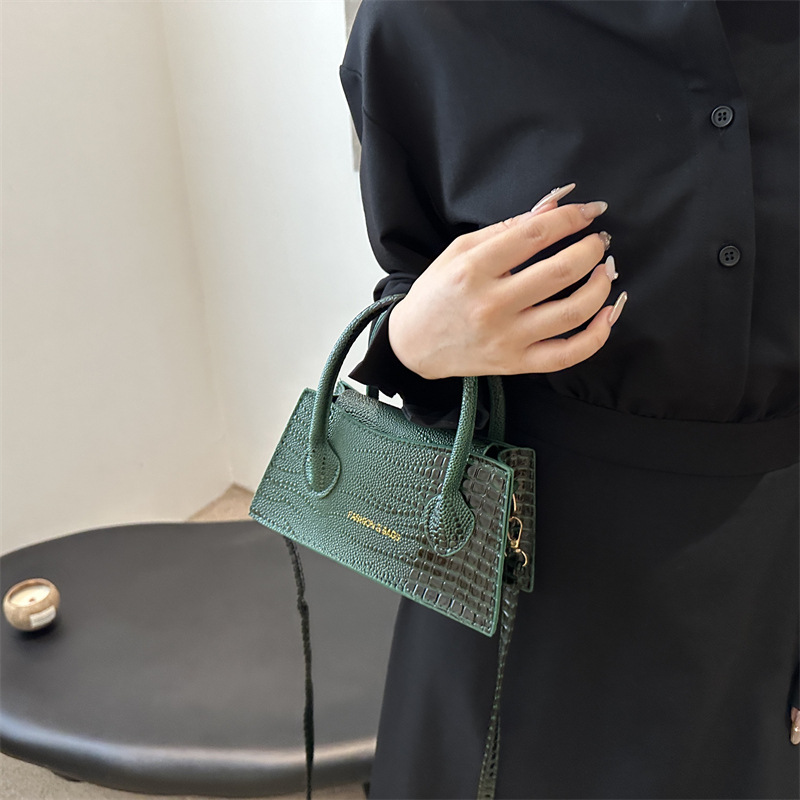 Fashion Female Shoulder Bag Alligator Pattern Small Square Bags for Women Pure Color Vintage Crossbody Bags PU Leather Handbags
