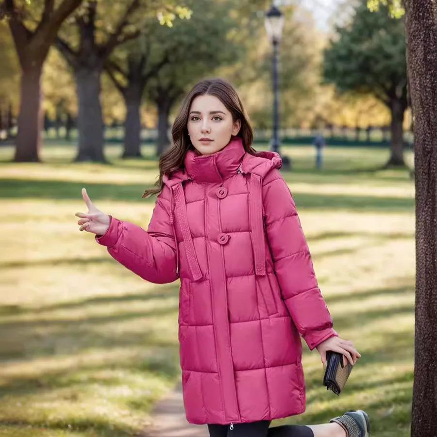 YJKDYK Winter Womens Jacket Thickened Warm Hooded Packaging Button Park Womens Thick Solid Color Casual Cotton Jacket 241107