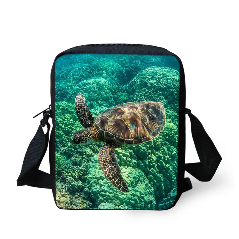 3D Sea Turtle Pattern Messenger Bags Kids Bookbag Teenager Crossbody Bag for Children Students Mini Shoulder Bag Custom