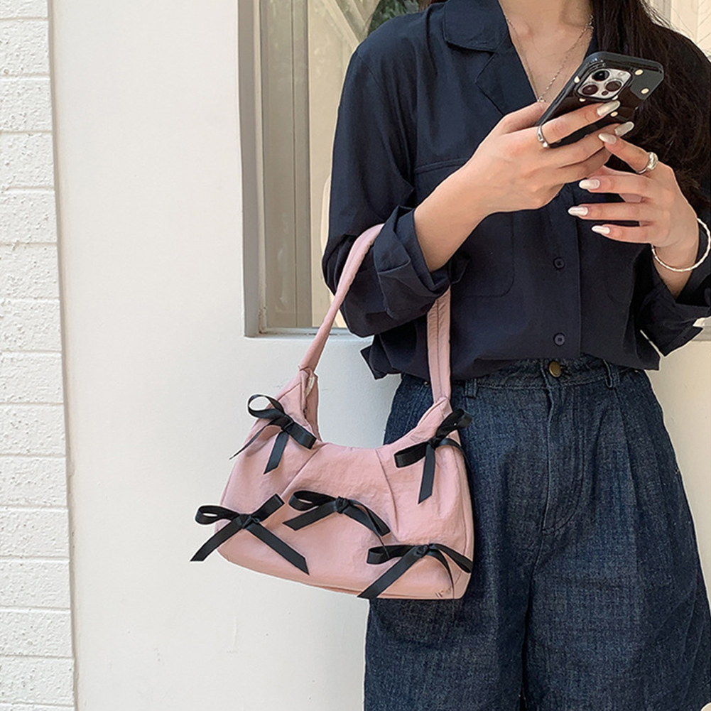 Underarm Bag Women Tote Bag Niche Design Autumn and Winter Handbag 2024 Sweet Girls Bowknot High-Grade Shoulder Commuter Bag