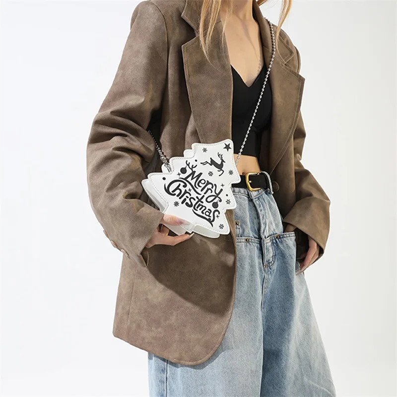 Womens cross body bag Christmas tree shaped chain shoulder bag casual mobile phone bag 241106
