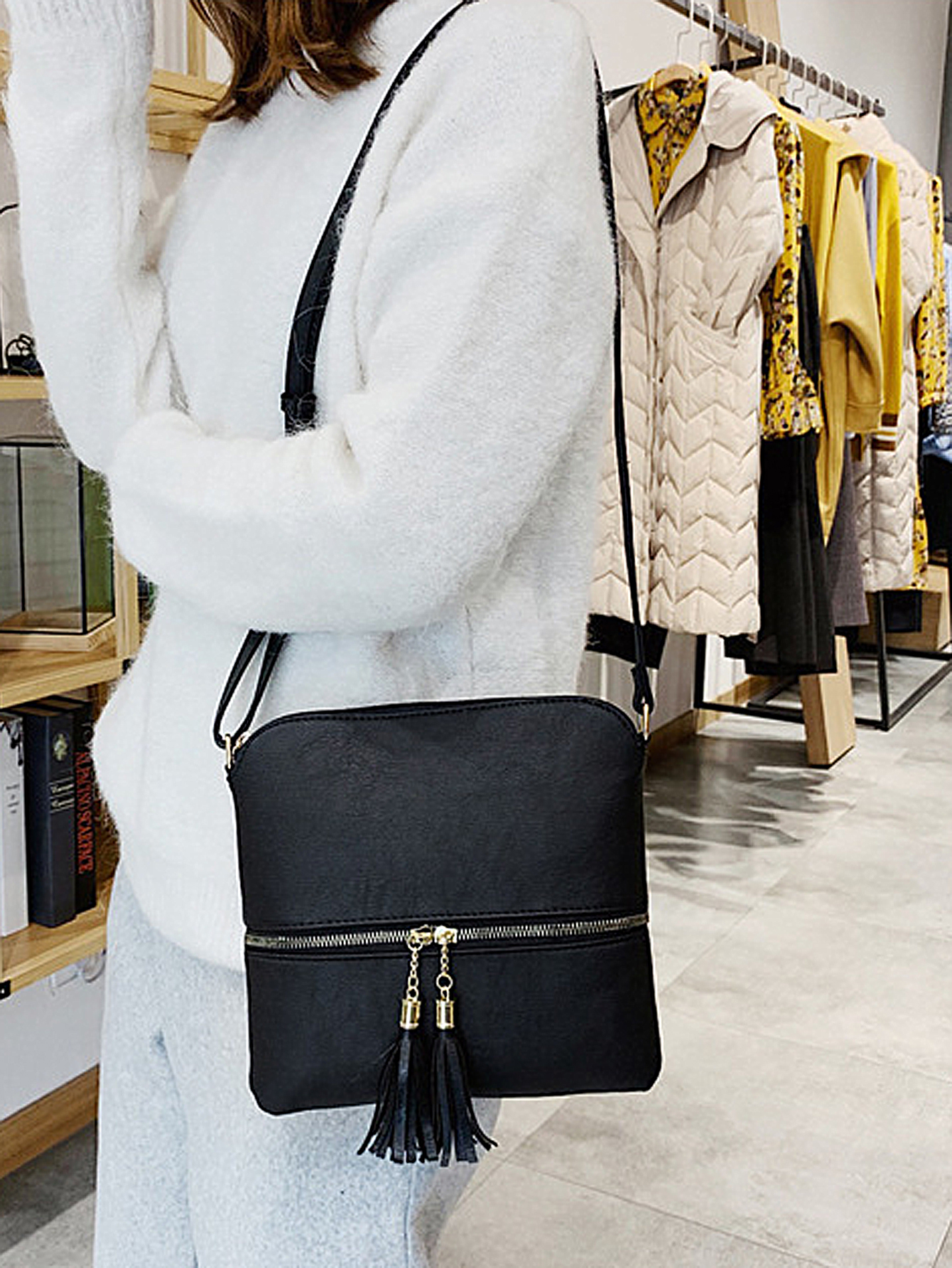 Fashionable retro large capacity women's shoulder bag, high-quality solid color PU leather crossbody bag, soft leather handbag