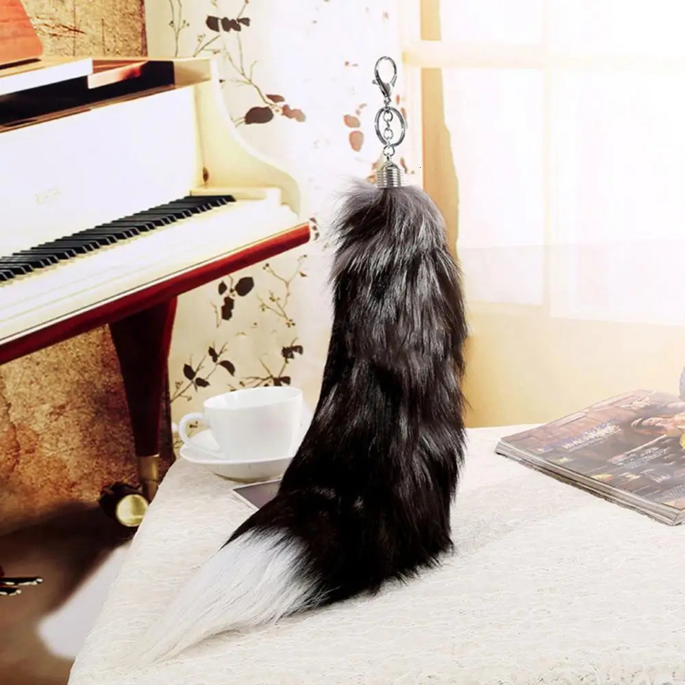 Fox Fur Tail Keychain Tassel Bag Handbag Pendant Wallet Accessories Gift Bag Fashion Charm Keyholder Car Keychain 241107