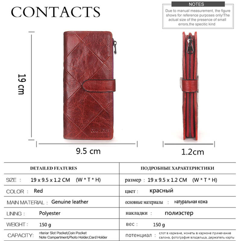 Contact'S Genuine Leather Women Wallets Female Cell Phone bag Pocket Long Women Purse Hasp Lady Coin Purse Card Holder