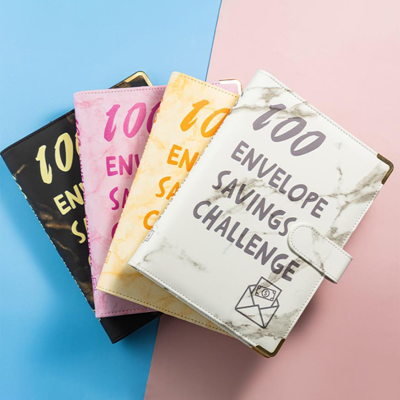 100 Envelope Savings Challenge Laser A5 Loose-Leaf Binder With Cash Envelopes Money Organizer Savings Notebook