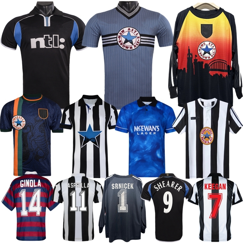 1995 1996 1997 Shearer Asprilla retro soccer jerseys 80 82 93 94 98 99 00 01 Ferdinand SRNICEK GINOLA KEEGAN Newcastles classic vintage goalkeeper football shirts