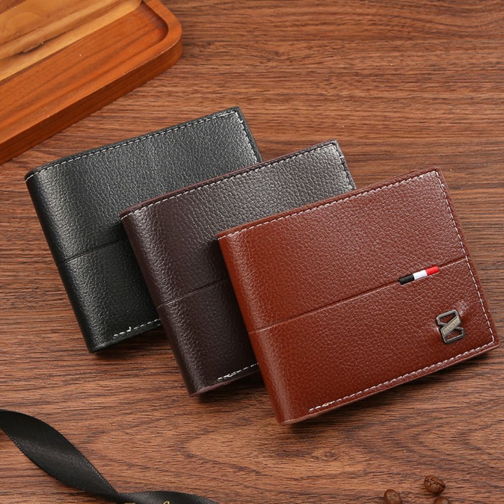 PU Leather Mens Short Wallet Fashion Multi-Card Slot Horizontal Coin Purse Money Bag Men