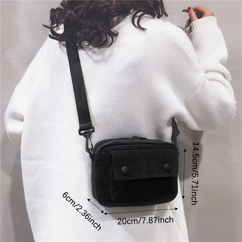 Women Bag Leisure Single Shoulder Messenger Bag Casual Corduroy Small Square Bag Mini Simple Women CrossBody Bag Purse Phone Bag