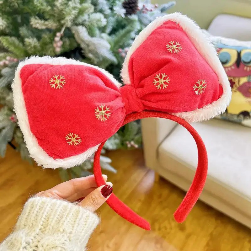 1Pc Christmas Hairband Hair Accessories Deer Horn Bow Headwear Festival Sweet and Cute Headband 241107