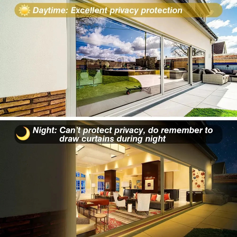 House Window Tint Privacy Film Anti Look Vinyl Mirror Foil Non Adhesive Car Glass Screen Stickers Rolls Heat UV Protection Tools 241107