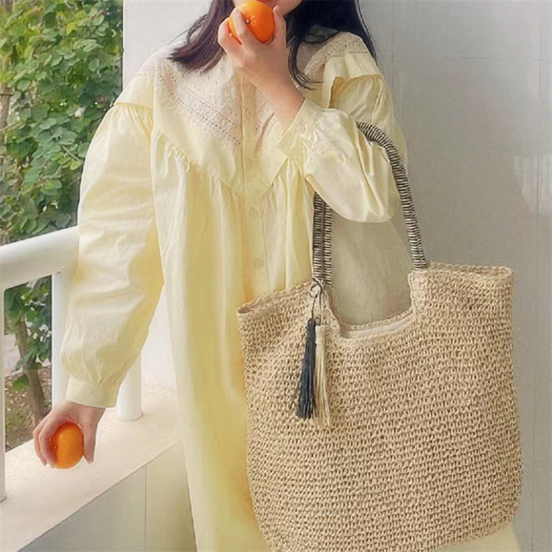 Evening Size New Ladies Fashion Hundred Tassel Decoration Shoulder Woven Bag Beach Bag Casual Bag Tote Female
