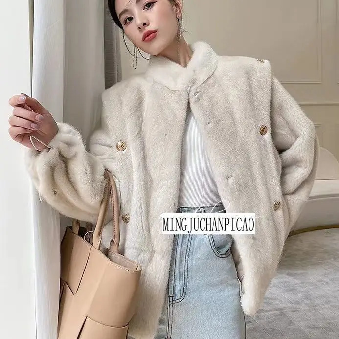 Korean womens coat s mink jacket loose high-end coat warm womens coat 241107