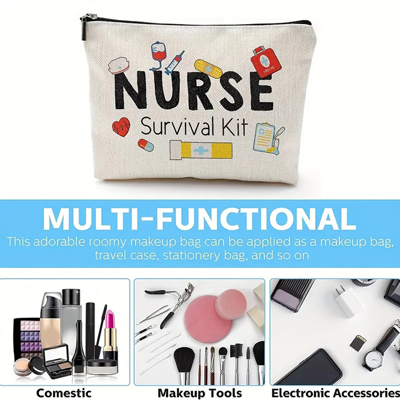 Cartoon Print Canvas Makeup Clutch Toiletries Organize Zipper Travel Wash Pouch Cosmetic Bag Female Make Up Bags