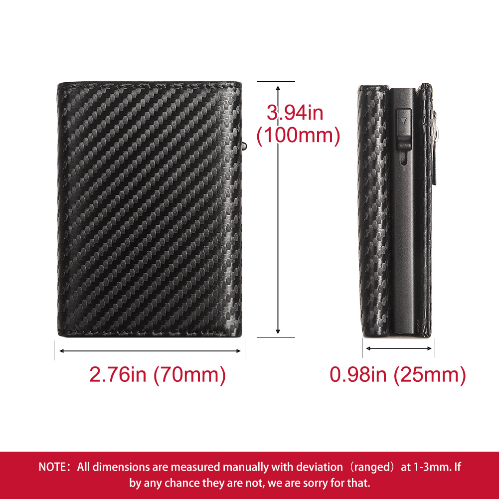 Carbon fiber Men Wallet with Aluminum Card Holder Case RFID Blocking Automatic Pop Up Cardholder Purse Business Male Money Bag
