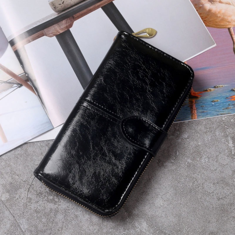 Simple PU Wallet Retro Long Zipper Card Bag Convenient Multi-card Spot Storage Silver Coin Coin Purse
