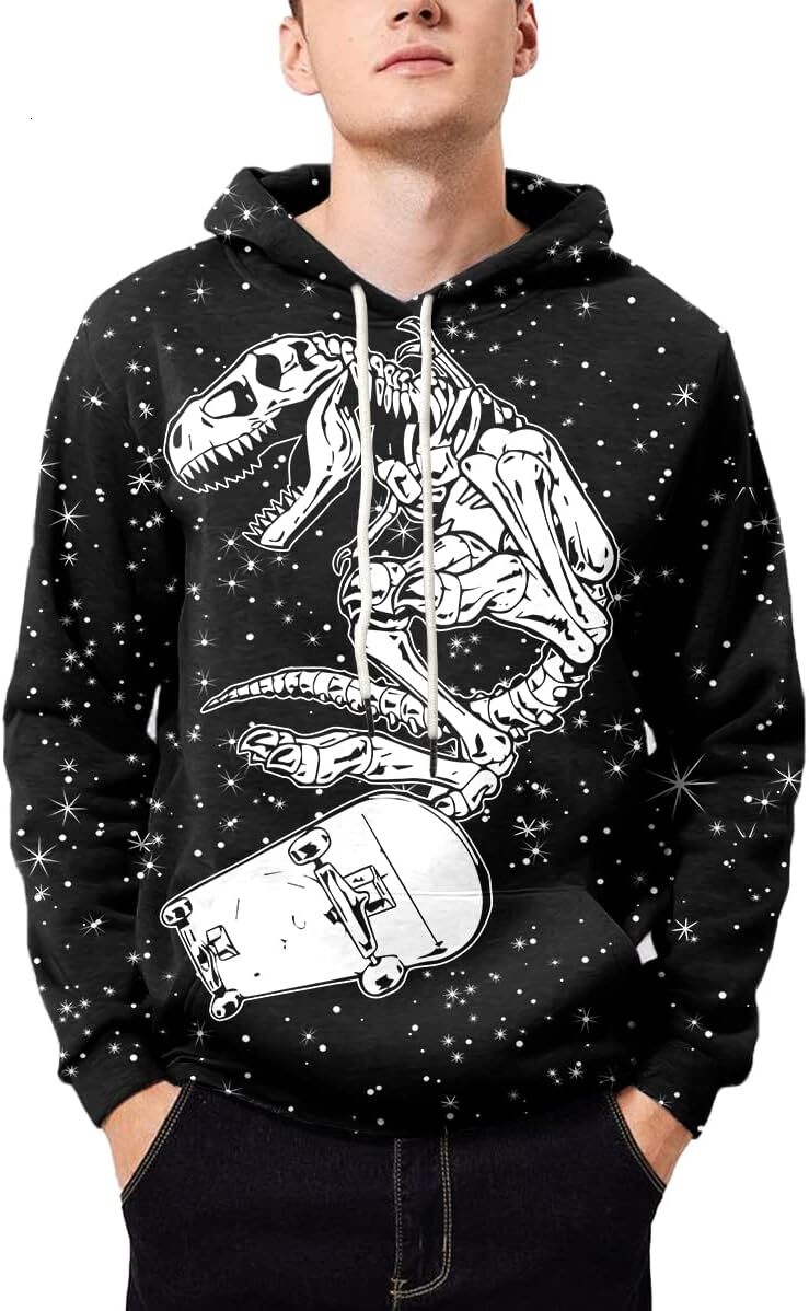 Hoodie for Mens Womens Unisex Colorful Graphic Hoodies 3D Print Cool Sweatshirt Cool Design with Pocket for Men and Women GraphicCool dinosaur pattern