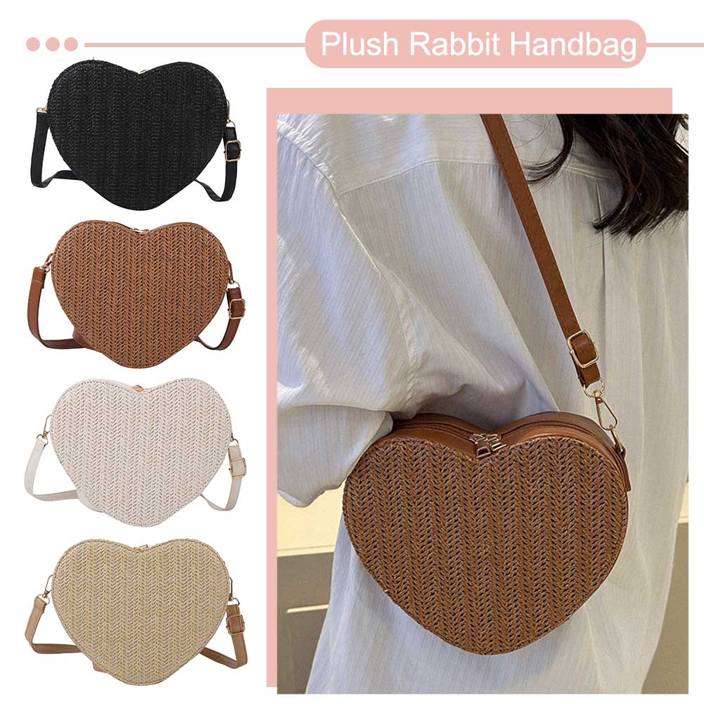 Women Fashion Satchel Bags Large Capacity Straw Messenger Bag Casual Zipper Breathable Solid Color Ins for Travel Vacation Daily