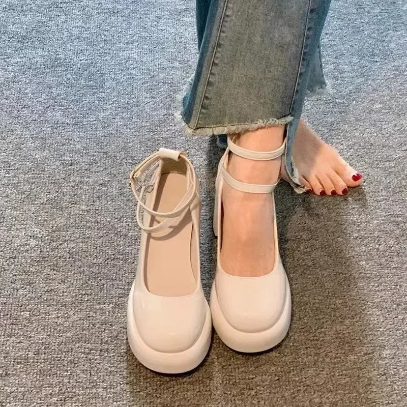 Women Pumps Shoes Fashion Cross Strap Ladies Shallow Dress Mary Jane Shoes Female Elegant High Heel Footwear Platform Heels 241106