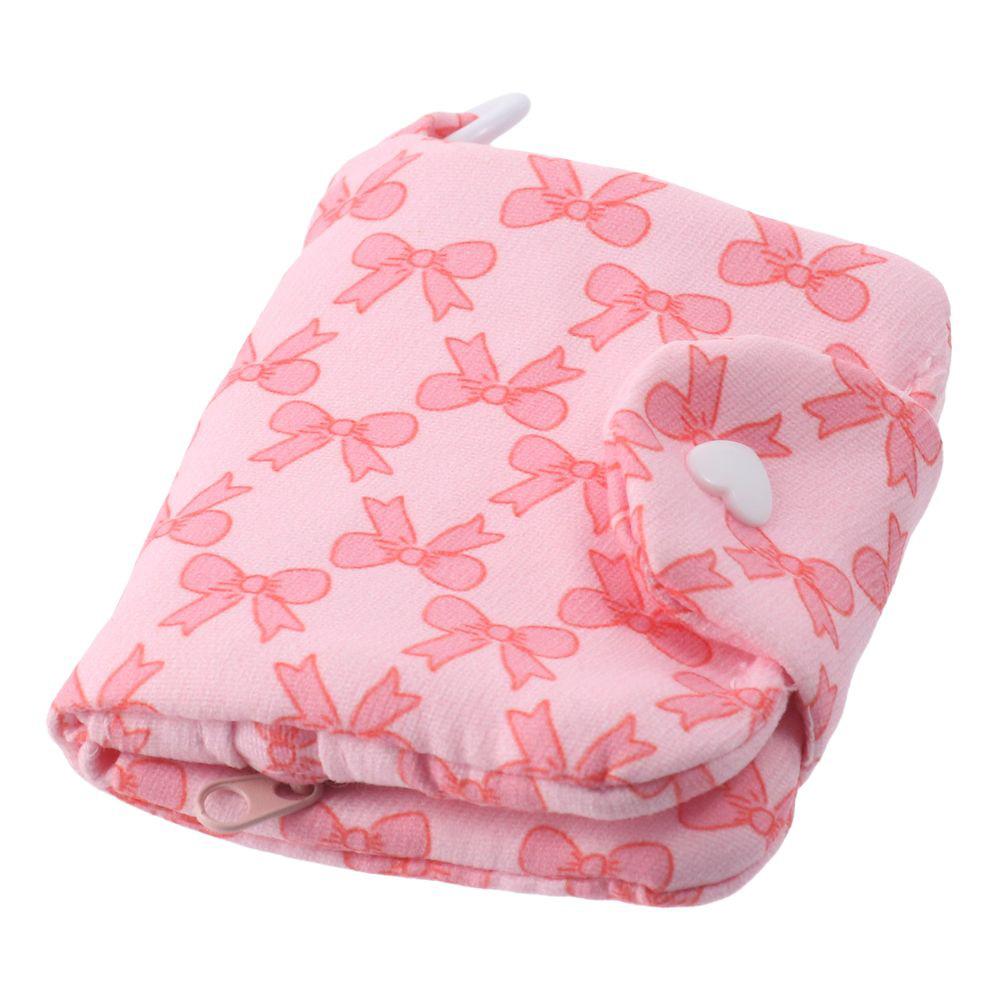 Bow Print Pink Coin Purses Canvas Small Zipper Cash Wallet Large Capacity Card Holder Girls Casual Storage Bag For Women