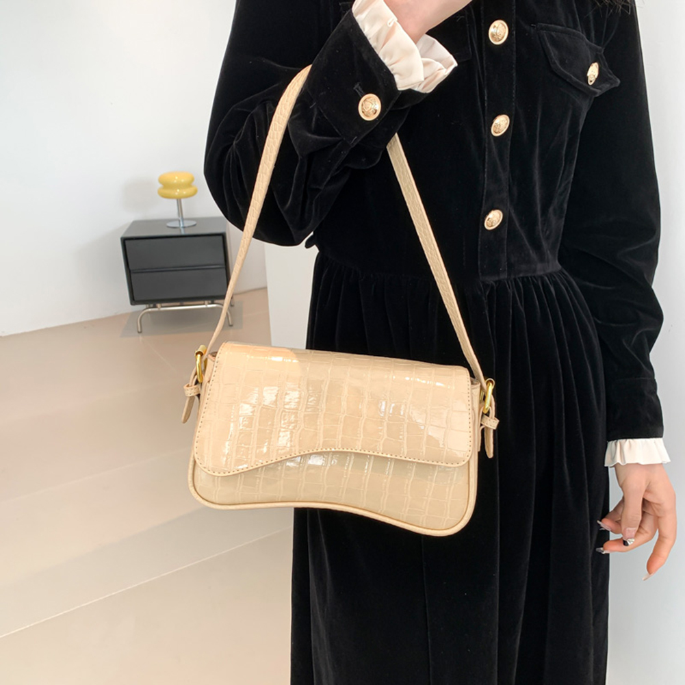 PU Simple Style Women Classic Shoulder Bag Fashion Bag Adjustable Strap Solid Color Everyday Shoulder Bag All-Match Shoulder Bag