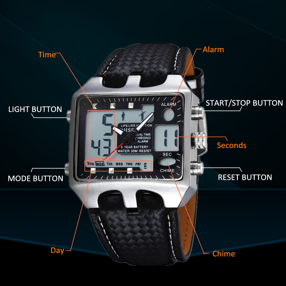 Waterproof 30M diving watch quartz movement sports watch alarm clock luminous timer lighting function Thickness 14 MM Dimensions 45X37MM With box 011