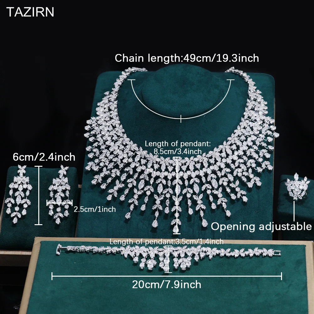 TAZIRN 5A Cubic Zirconia Arab Dubai Wedding Jewelry Set Womens Party Ball Anniversary 2/4 CZ Bridal Accessories 241106