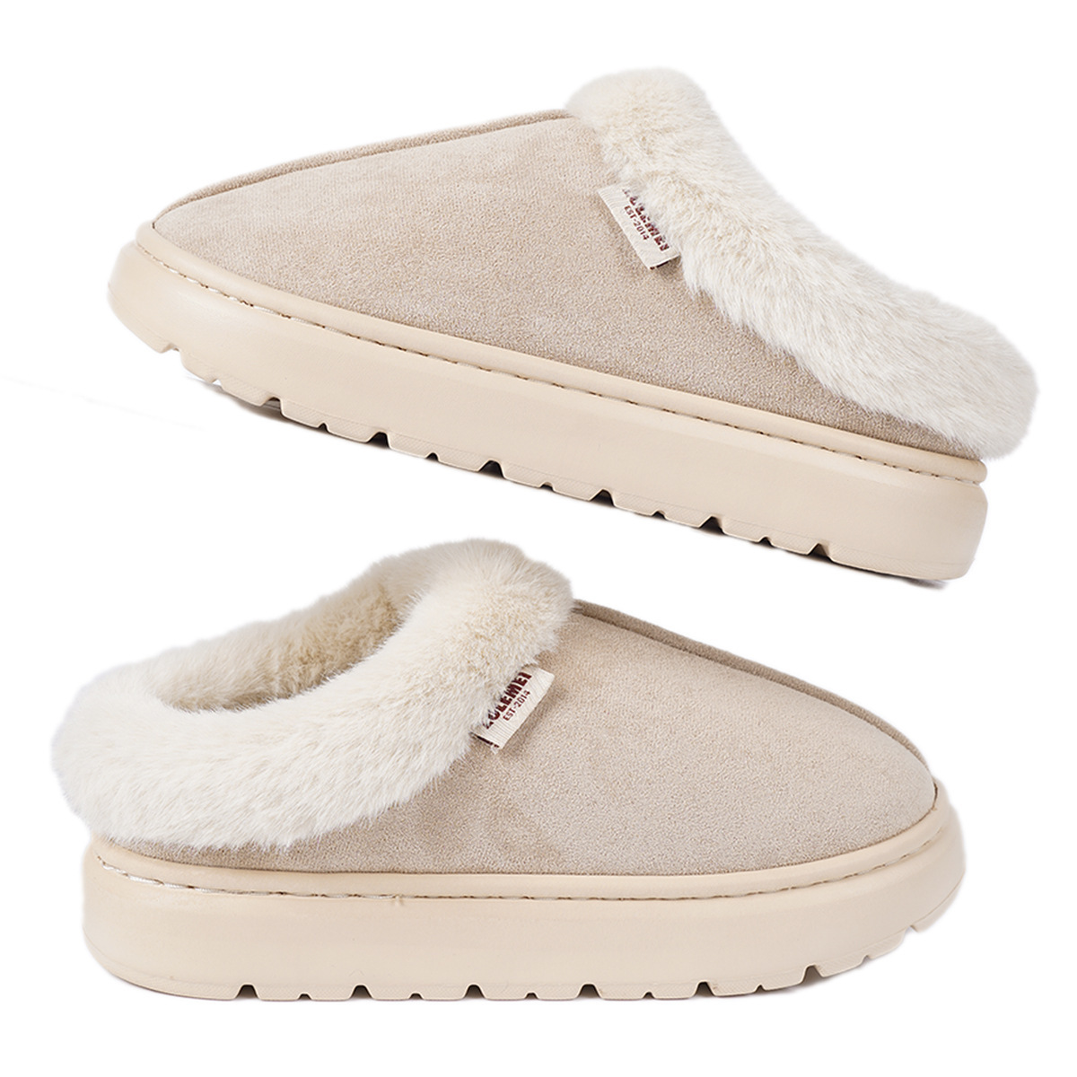 Men's and Women's Wool Mouth Home Anti Slip Warm Cotton Slippers.