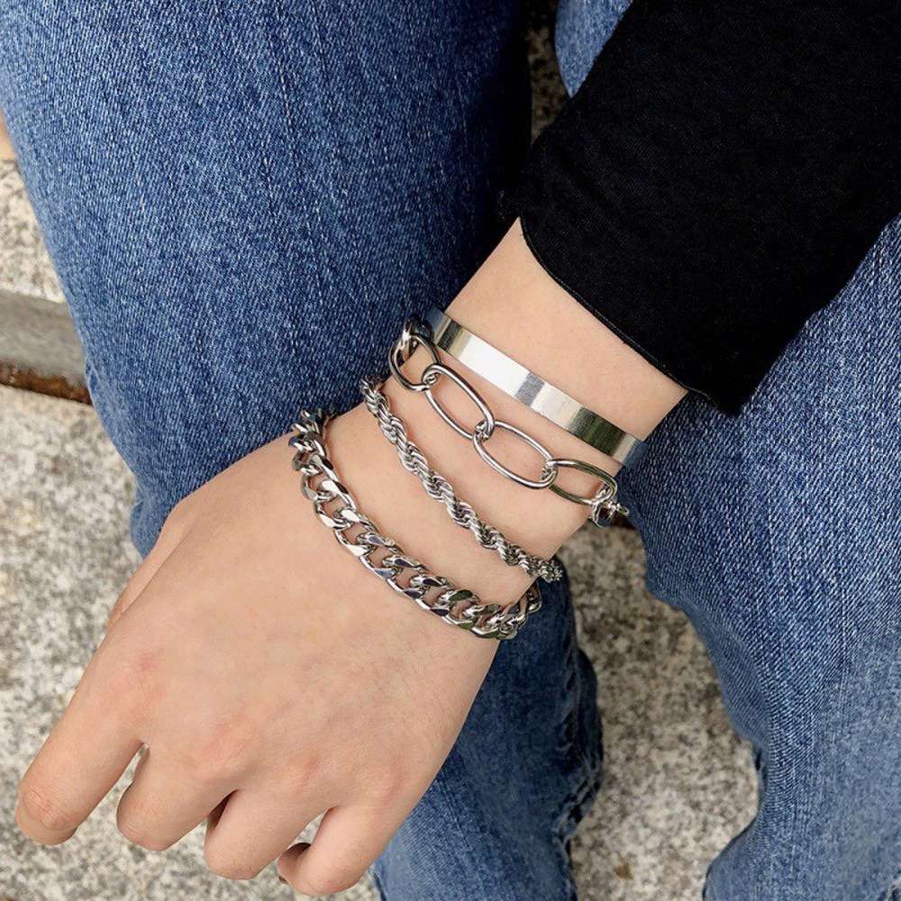 Cross Border Foreign Trade New Exaggerated Alloy Thick Chain Multi-layer Bracelet Women's European and American Fashion Gold Bracelet Bracelet