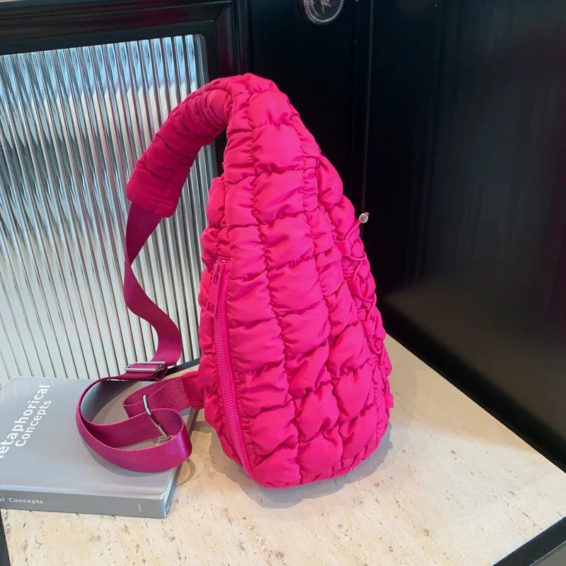 Nylon Folding Cloud Handbag Fashion and Simple Shoulder Drop Womens Mini Bag - Bubble Diamond Cross body Bag 241106