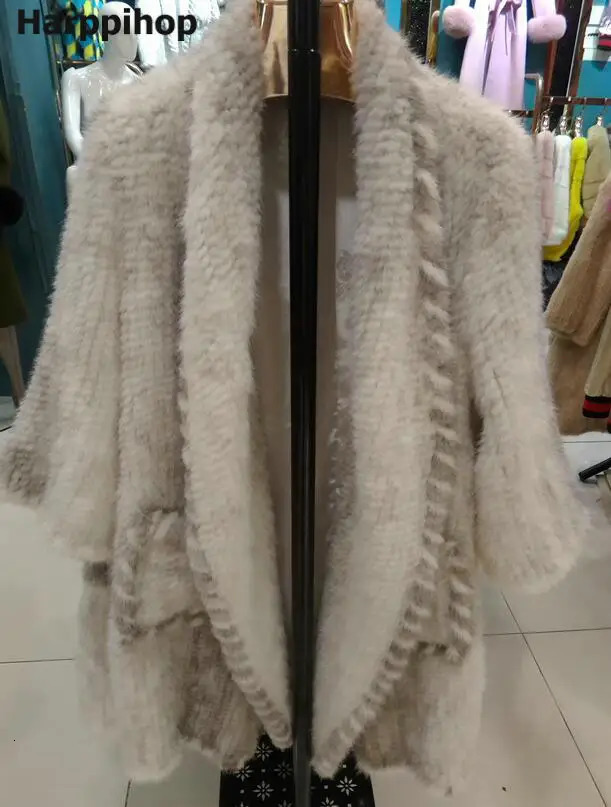 Winter genuine leather knitted mink coat jacket womens fur trench coat pajamas strapless 241107